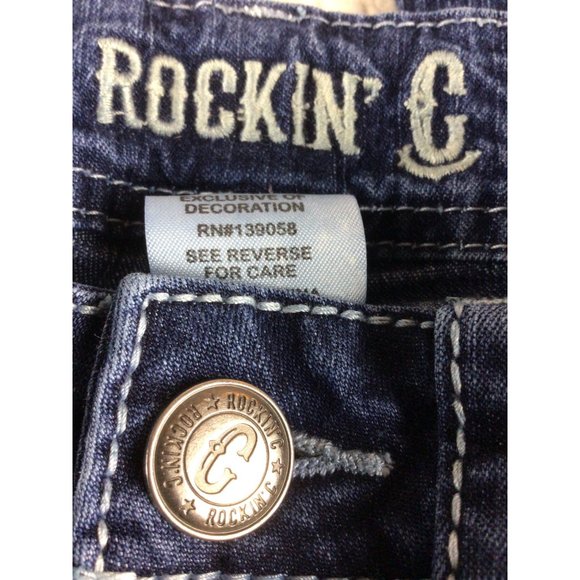 Rockin C Designer Jeans * Embroidered pockets * Size 26 * Blue Denim - Picture 2 of 7